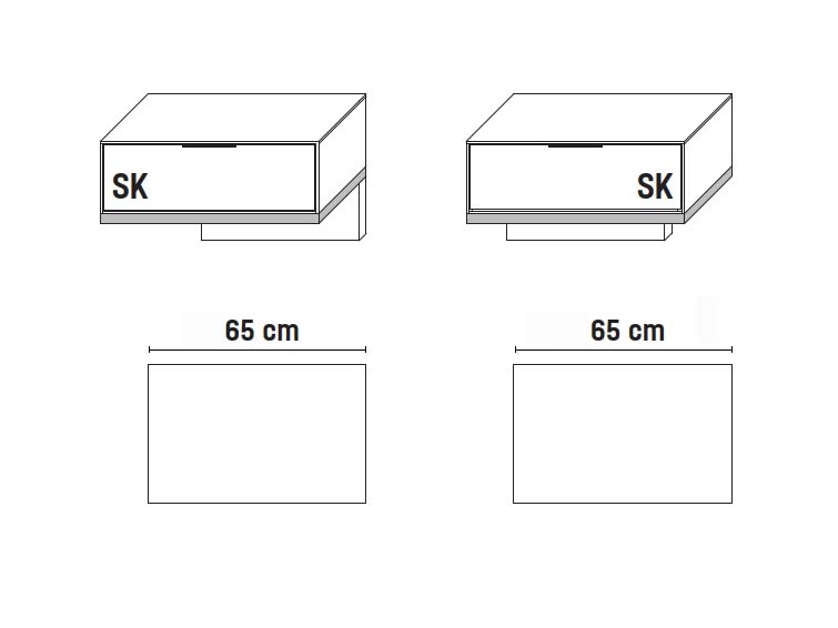 2 x Konsole, 1 Schubkasten | B 65,0 cm 