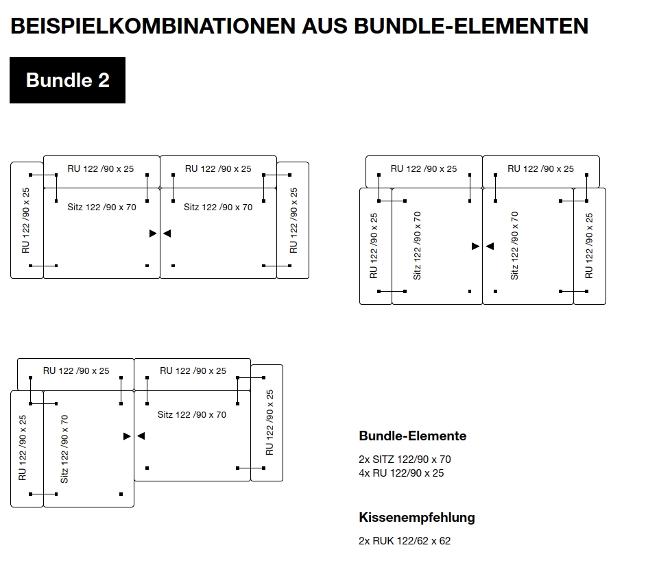 freistil Rolf Benz 122 ECHT - Bundle 2 | Sofaelemente (6-teilig) | Polstergarnitur