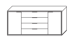 WM.3100.2180 Wöstmann WSM 3100 - Kommode (2180), 2 Türen, 4 Schubkästen | B 185,6 cm | Wildeiche massiv 