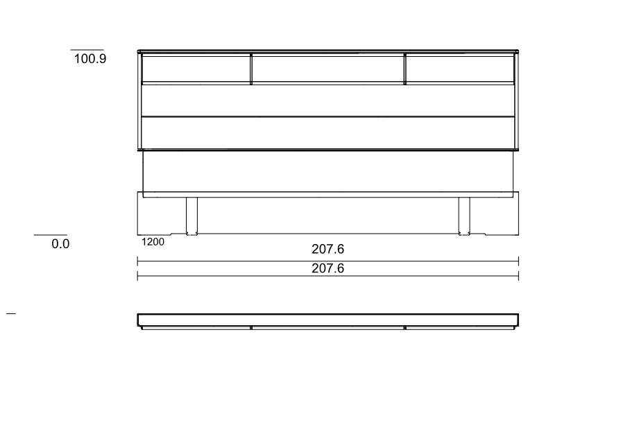 Type 1200 | Liegefläche: 200,0 × 200,0 cm  | Stellfläche: 207,6 × 213,8 cm