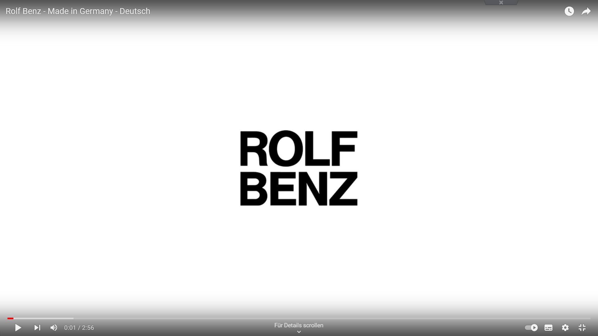 Markenlogo von Rolf Benz in YouTube Umgebung